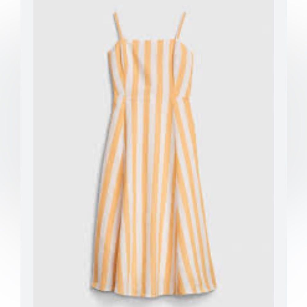NWT Gap Yellow & White Striped Square-Neck Midi Sundress